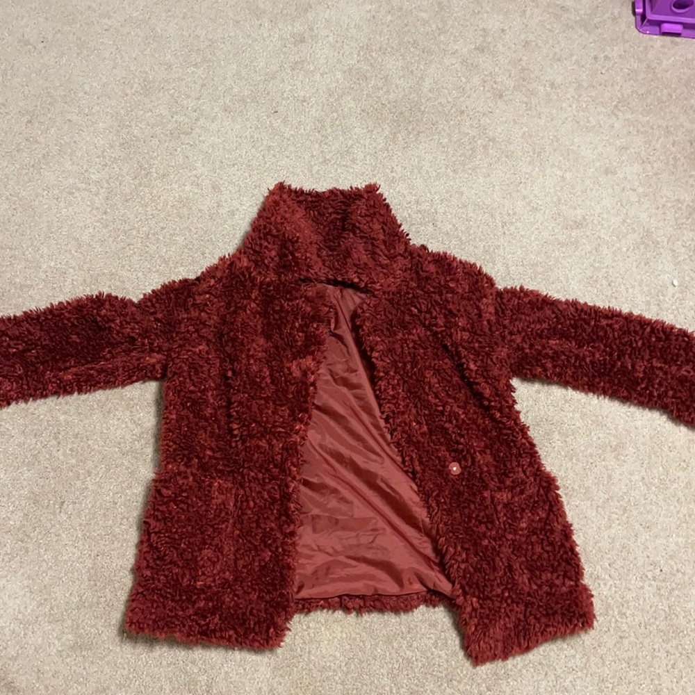 Maroon fur coat by divided